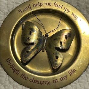 Solid Brass Plate with Copper Butterfly 🦋